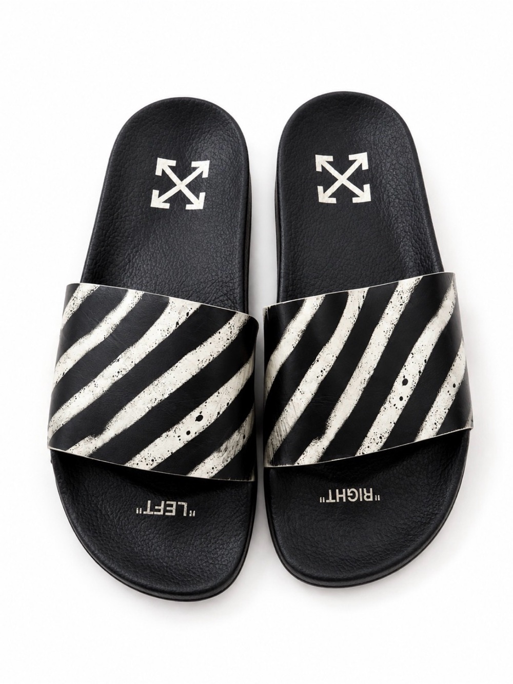 Off White Spray Stripes Slides Black White EU 42 9 us